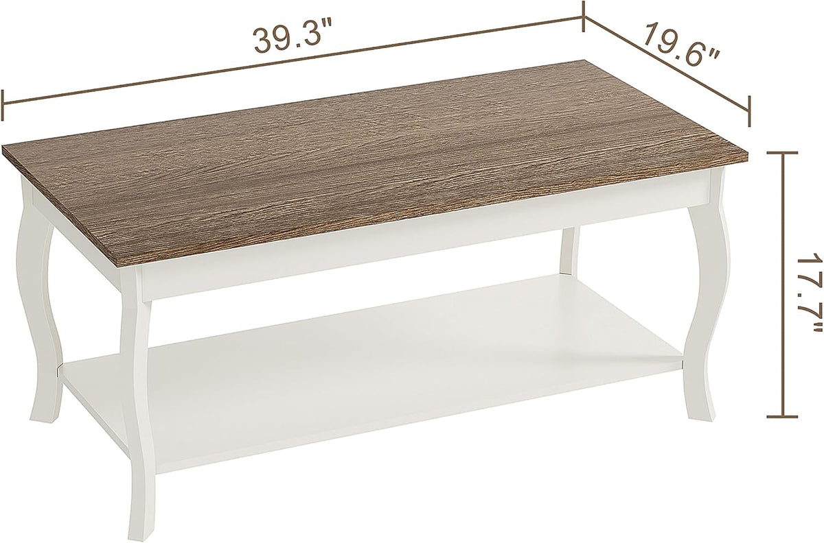 ChooChoo Coffee Table with Curved Legs and Storage Shelf
