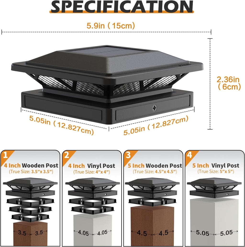 siedinlar solar post cap lights outdoor 2 modes, package contents
