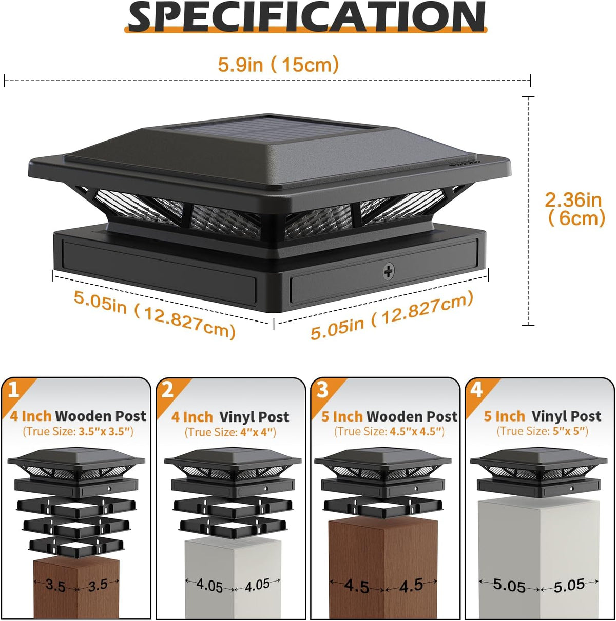siedinlar solar post cap lights outdoor 2 modes, package contents