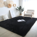 Black Shag Area Rug 6x9 for Living Room - Soft Non-Skid Carpet Modern Decor