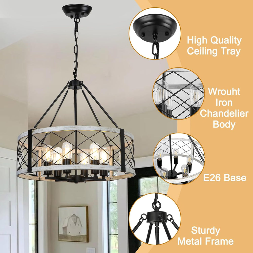 6-light 22.5'' farmhouse chandelier for dining room light on a desk or shelf