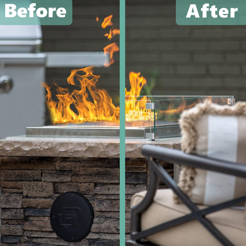 Fire Pit Wind Guard, 23.5 Inch Square Fire Pit Glass Wind Guard