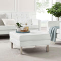 Modway Loft Tufted Button Faux Leather Upholstered Square Ottoman in Silver White