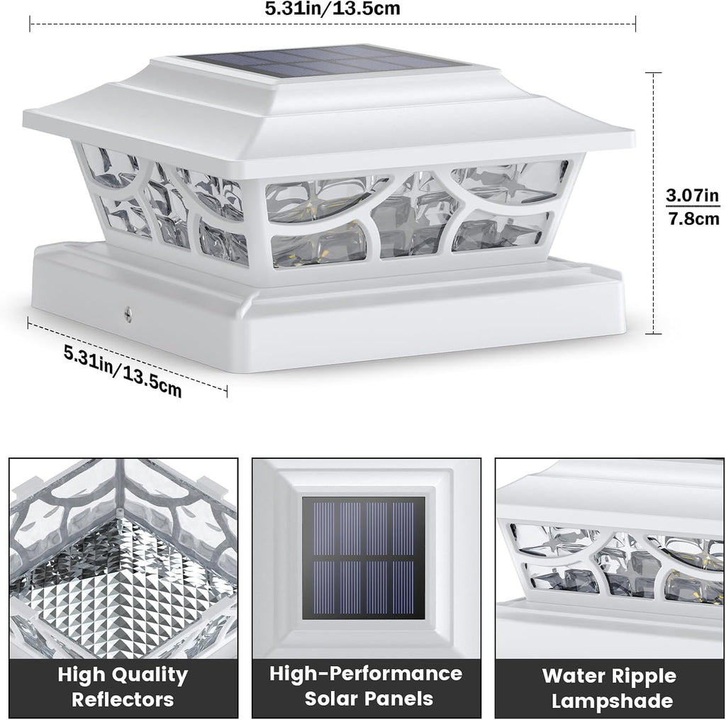 SIEDiNLAR Solar Post Lights Outdoor 4 Modes, 6 Pack White, Warm/Cool White