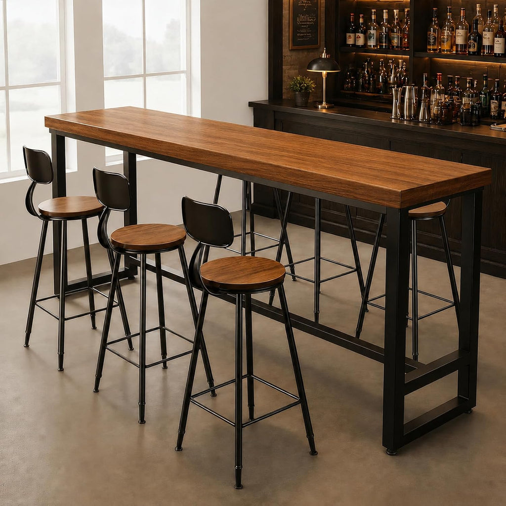 94.5" Solid Wood Bar Height Table, Long Narrow High Top Pub Table