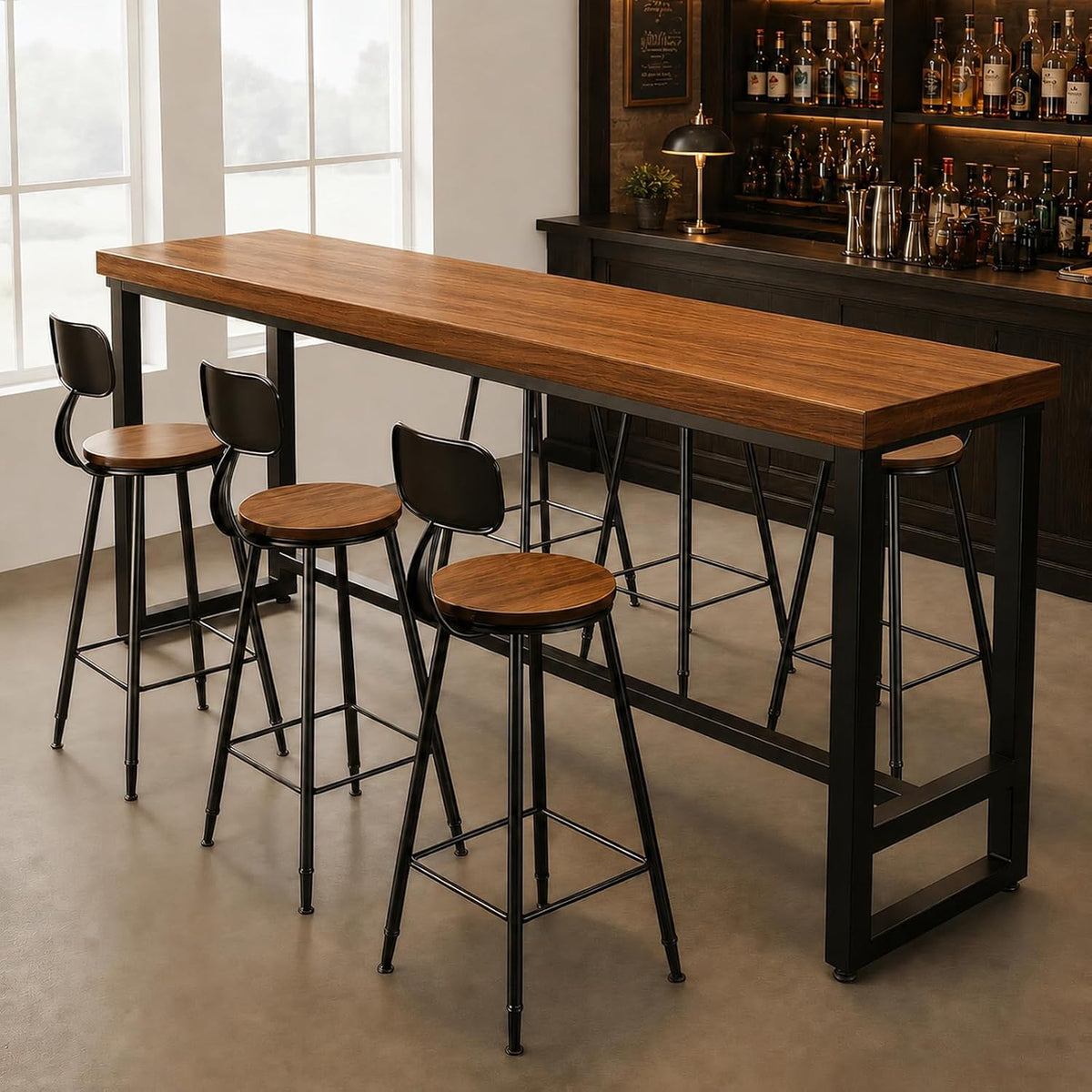 94.5" Solid Wood Bar Height Table, Long Narrow High Top Pub Table