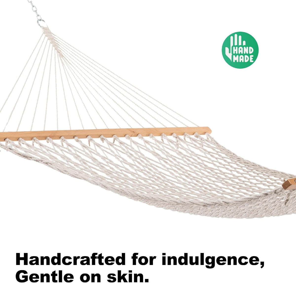 GAFETE Rope Hammock for Outside 2 Person, Handwoven (Natural Beige, Medium)
