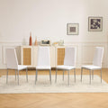 Karl home White Dining Chairs Set of 4, PU Leather & High Back