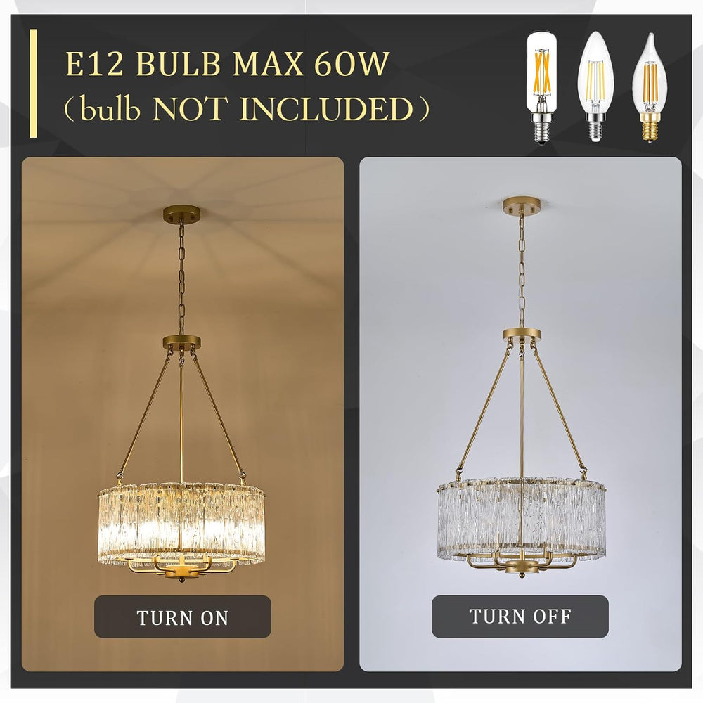 CATINER Modern 20" Crystal Glass Chandelier 6-Light Gold Chandeliers