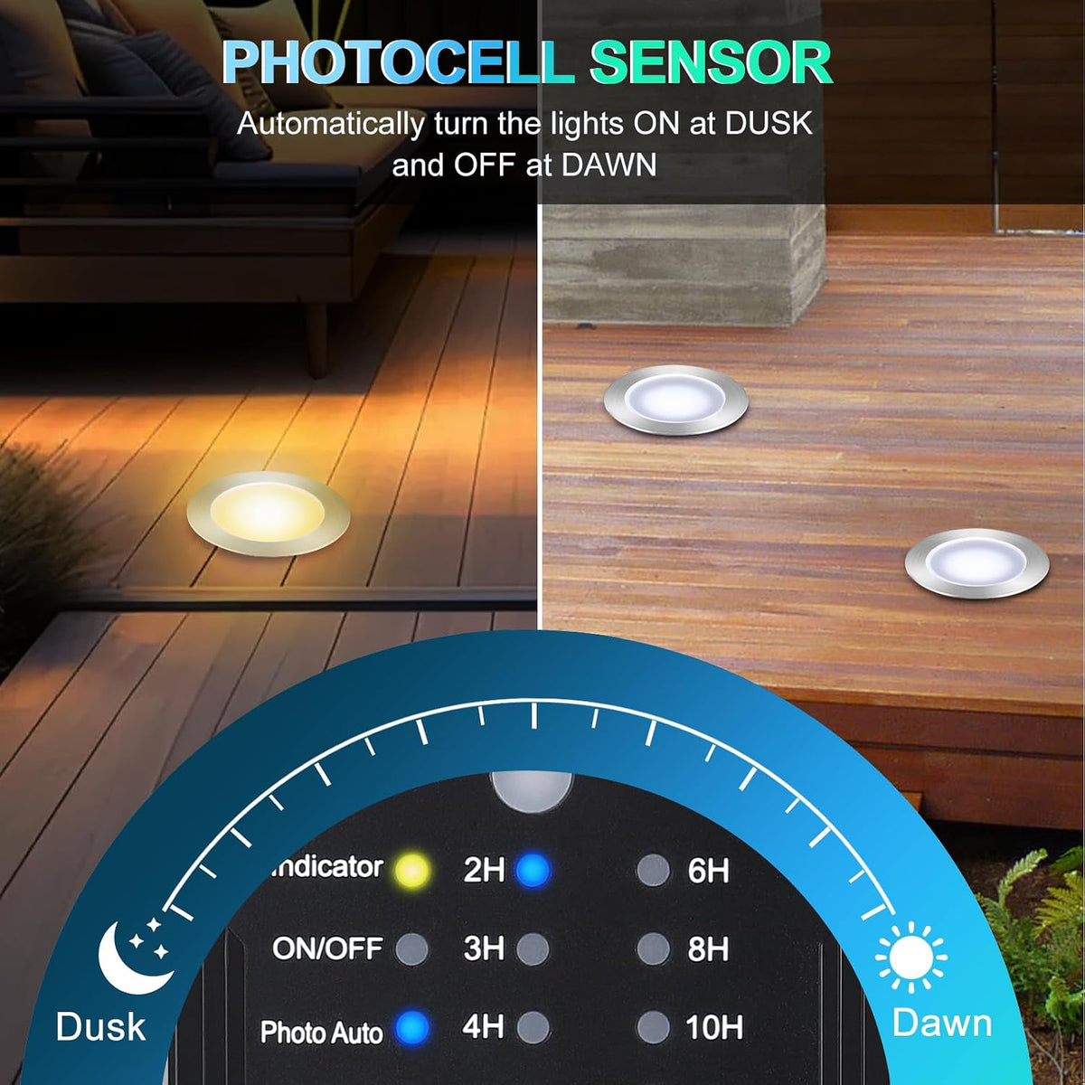 smy lighting dimmable led deck lights with timer, side view