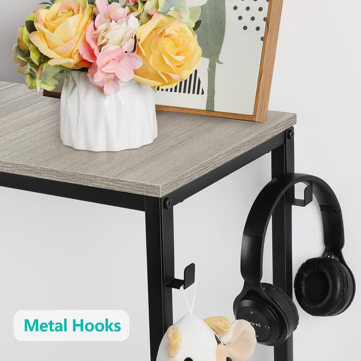 Grey Farmhouse Narrow Console Table - Small Entryway & Hallway Table for Living Room, Foyer, Bedroom, Office