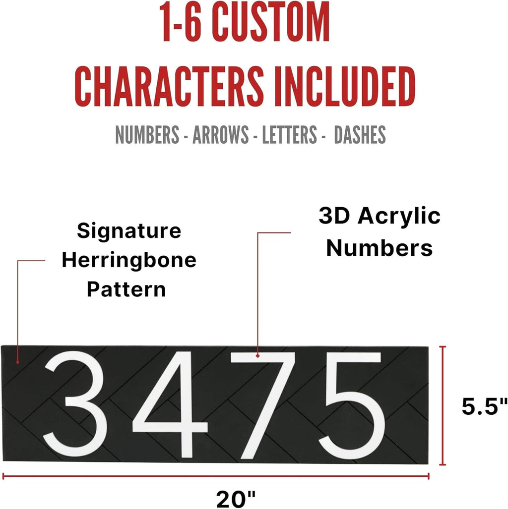 Address Signs for House - Modern Black 20” Horizontal House Number Sign