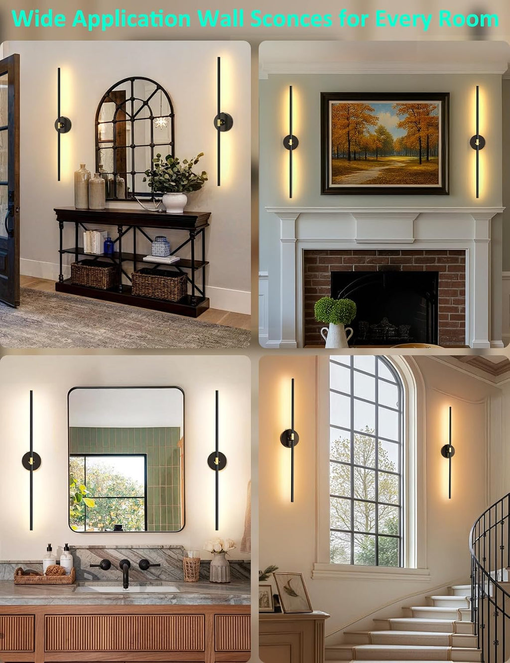 Wall Sconces Battery Operated Set of 2, 10000mAh Rechargeable Wall Lights