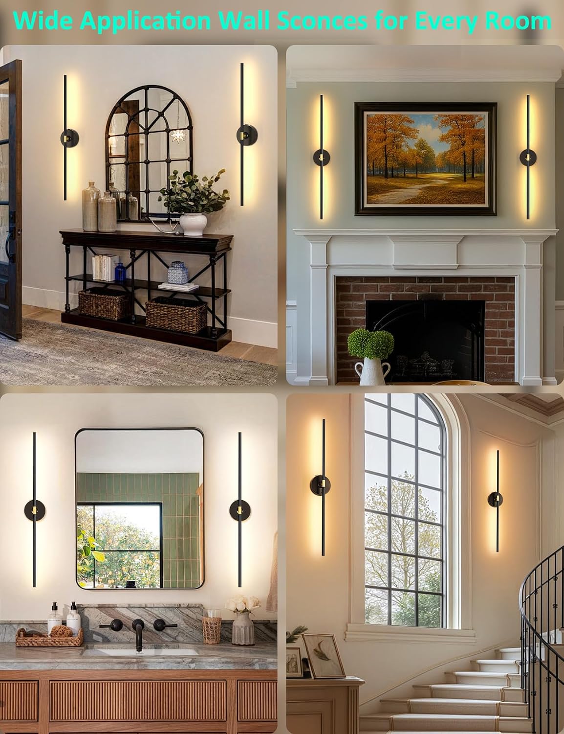 Wall Sconces Battery Operated Set of 2, 10000mAh Rechargeable Wall Lights
