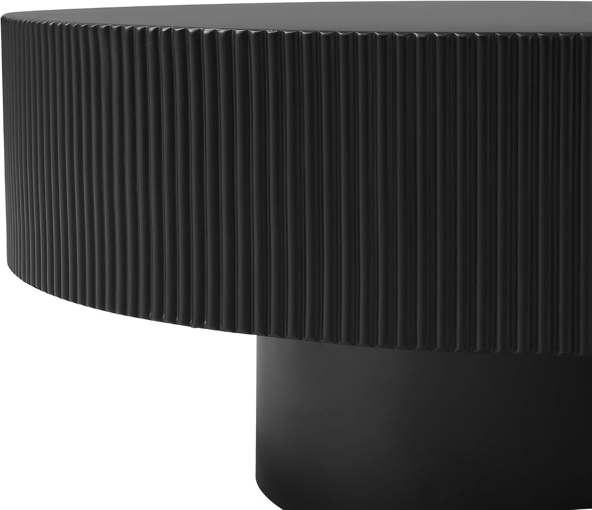 LUMISOL Modern Fluted Coffee Table with 6.8" Thick Tabletop, Black