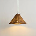 Boho Rattan Pendant Light, 11.8" Hand Woven Hanging Lamp