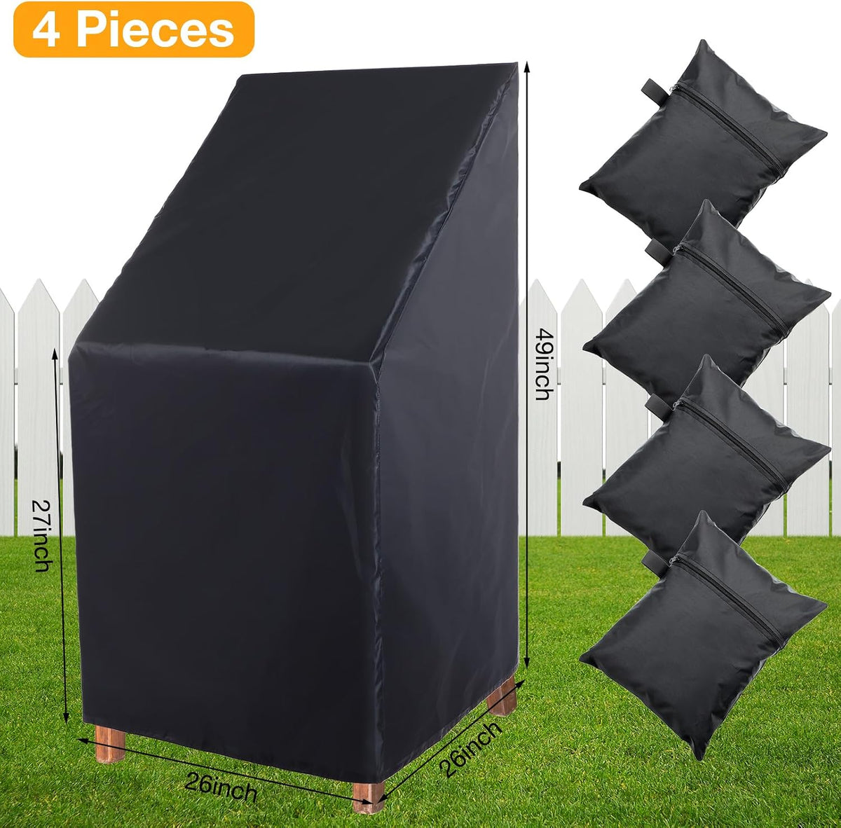 high back patio chair covers waterproof 210d, 26w shown in use