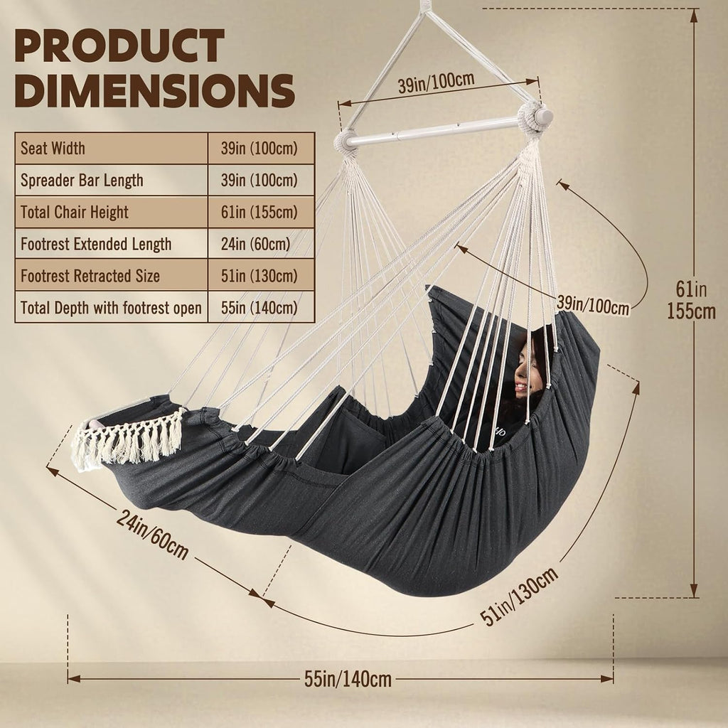 chihee hammock chair foot rest 2 cushions max, close-up detail