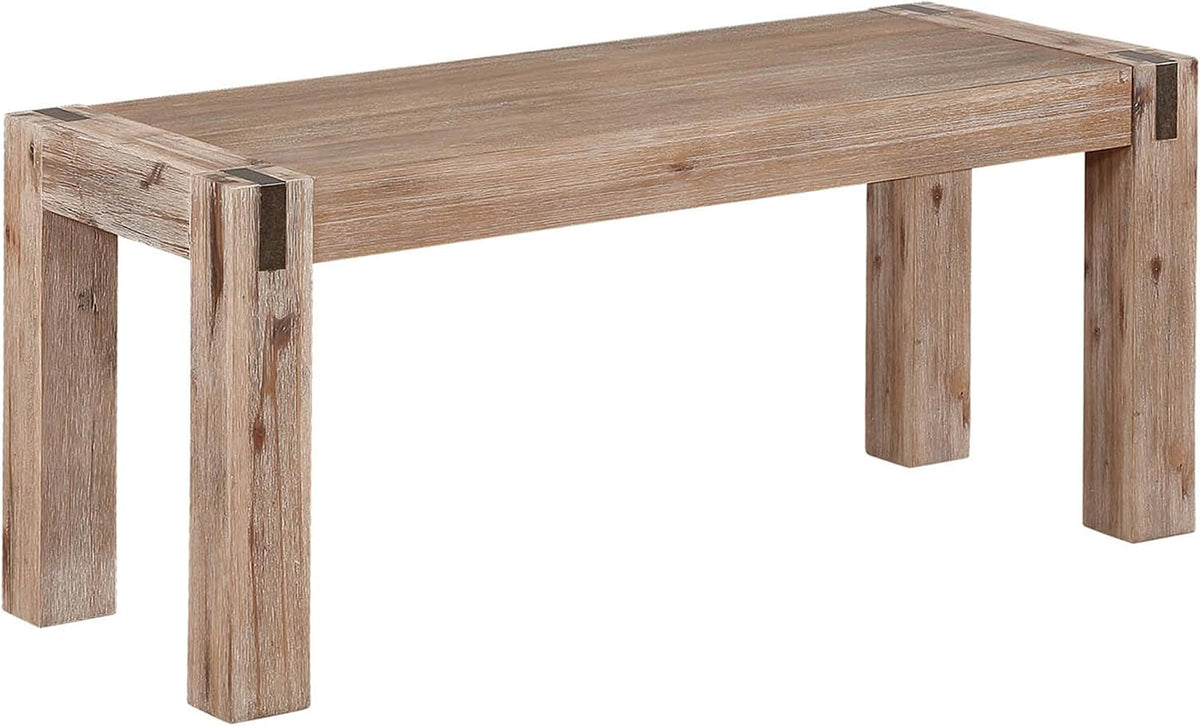 Alaterre Furniture Woodstock 40-Inch Entryway Bench with Bronze Metal Inset