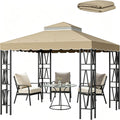 10x10 FT Gazebo Replacement Canopy Top Cover, Double Tiered Gazebo Cover