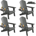 Folding Adirondack Chair Set of 4 with 4-in-1 Cup Holder,Fire Pit Chair