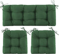 Wicker Chair Cushions of 3 Pieces, Waterproof Cushions for Patio Furniture, Tufted Wicker Outdoor Furniture Cushions, 1 Patio Loveseat Cushion and 2 U-Shaped Cushions, 44"x19"x5", Dark Green