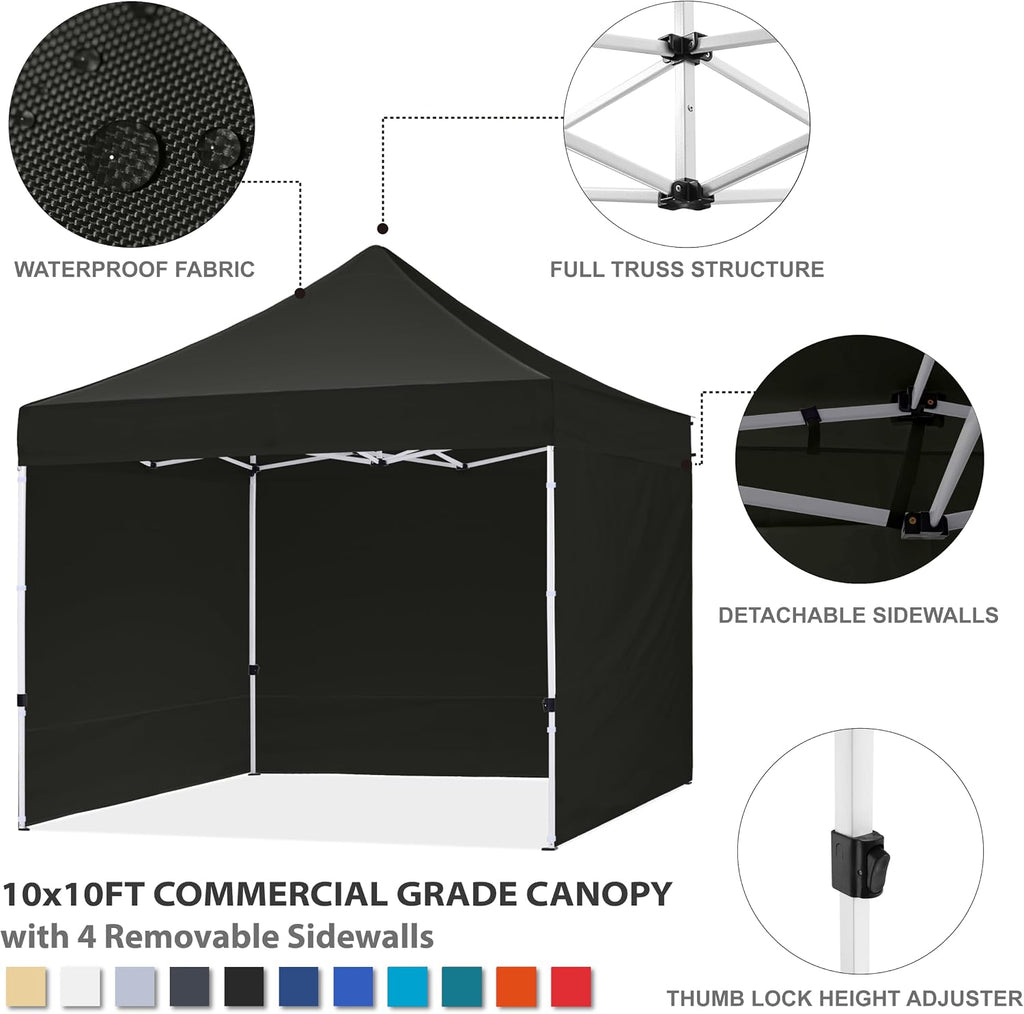 hlong 10x10 heavy duty pop-up canopy with 4, close-up detail