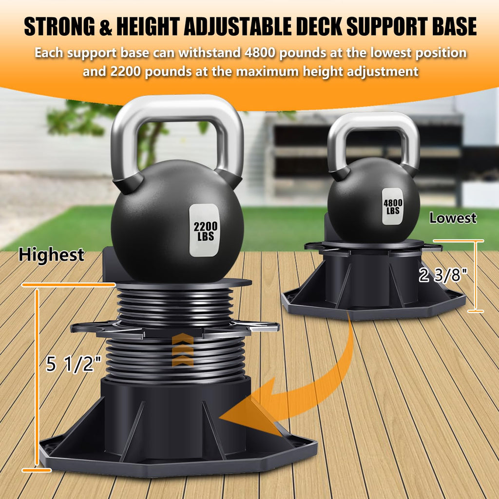 adjustable deck support pedestal deck foundation base support，used showing dimensions