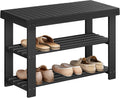 SONGMICS Shoe Rack Bench, 3-Tier Bamboo Entryway Bench, 27.6 Inches Width