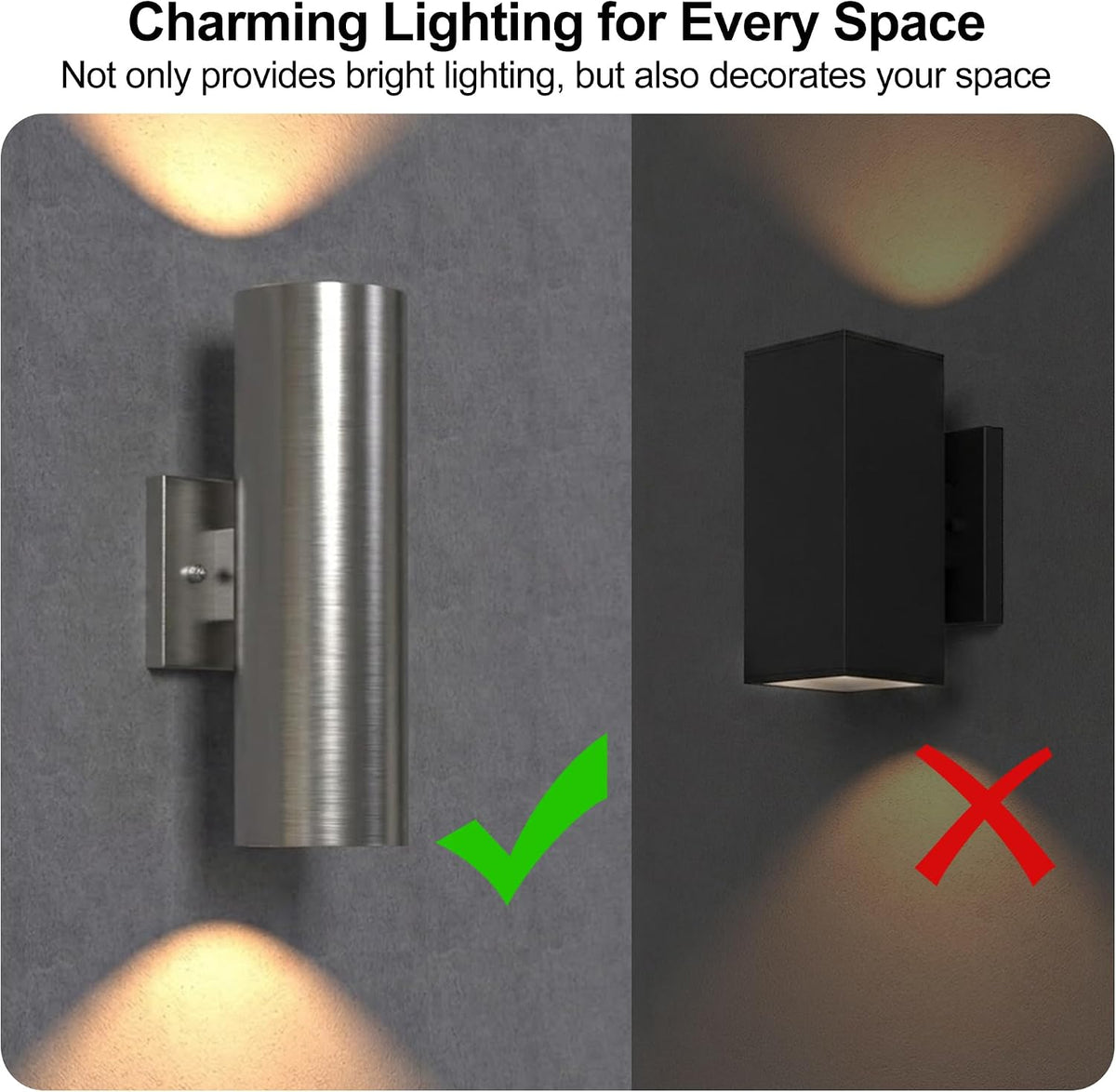 12in Aluminum Up and Down LED Porch Light Super Bright 3000K, 2P
