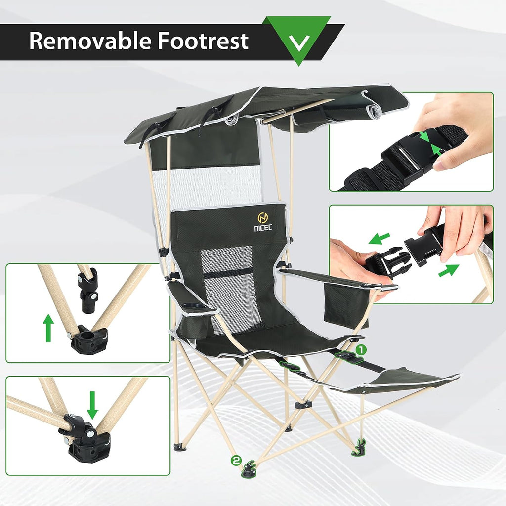 Nice C Canopy Chair with Footrest, Umbrella Camping Chair (2 Pack)