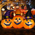 GOOSH 6 FT Halloween Inflatables Outdoor Pumpkin Combo with Wizard hat Blow Up Yard Decoration with LED Lights Built-in for Holiday Party Yard Garden