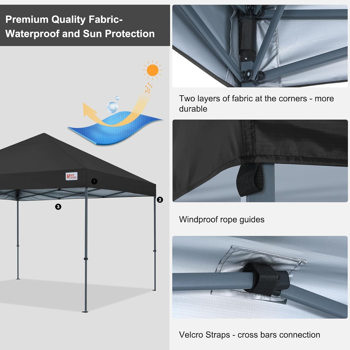 mastercanopy 10x10 replacement pop up canopy top all, side view