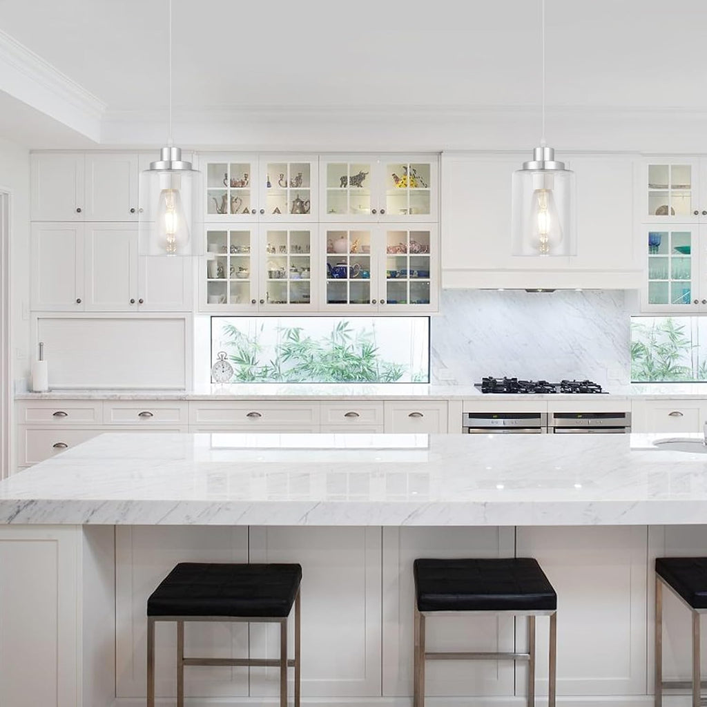 WimiSom Industrial Pendant Lighting, Modern Glass Shade Pendant Lights