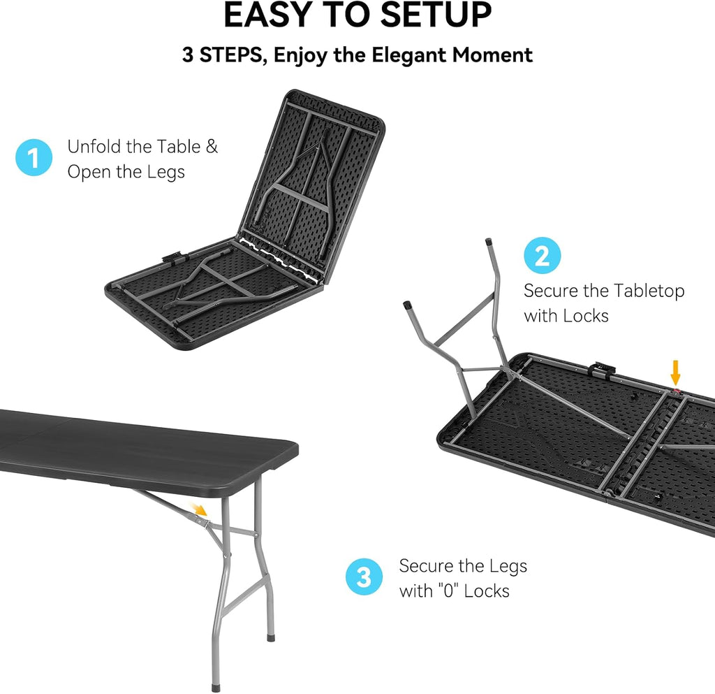 10 Pack 6FT Folding Tables, Heavy Duty, Carry Handle, White