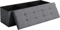 Storage Ottoman Bench Foldable Footrest Foot Stool, 45" Fabric Grey