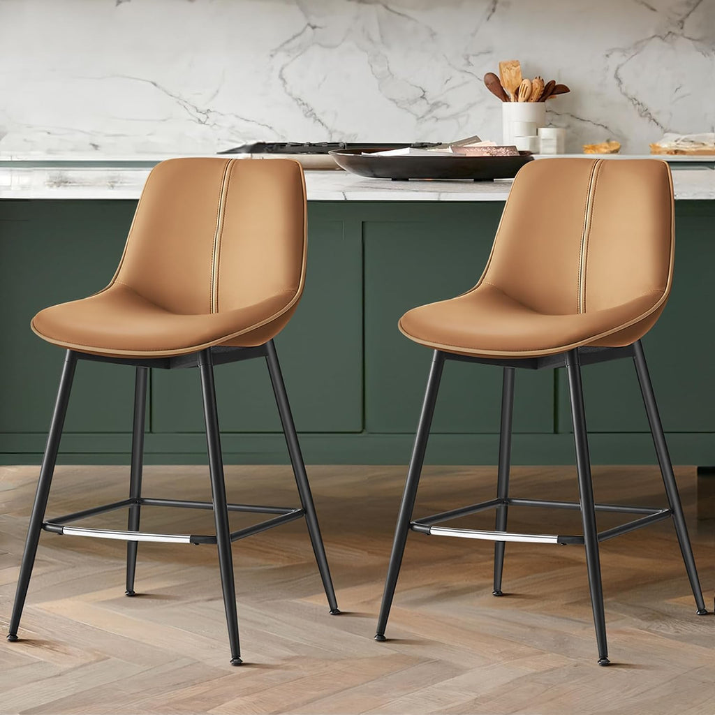 VASAGLE Bar Stools Set of 2, Counter Height, with Back, 24.8-Inch
