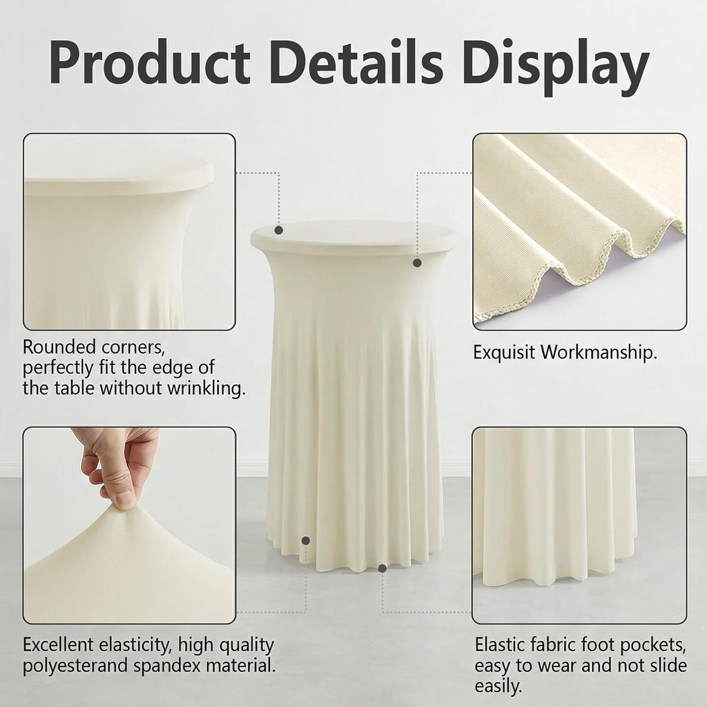artsocket cocktail table covers, ruffle skirt, 2-pack, spandex, side view