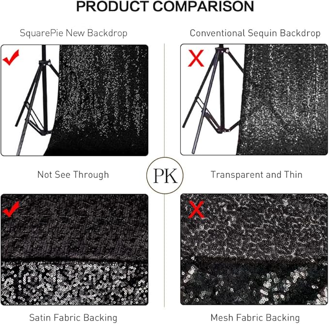 SquarePie Sequin Backdrop Curtain Less See Through Thick Glitter Background f...