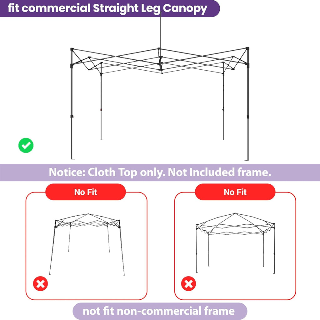 Tradesparker 10x15 Commercial Pop Up Canopy Replacement Top-Windproof D-Rings+Banner Grommets+Loop Pile Wall System,Ez Canopy Cover ONLY-Frame/Side Walls NOT Included(White)