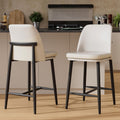 GXJ White Counter Height Bar Stools Set of 2, Dual Textured Seats