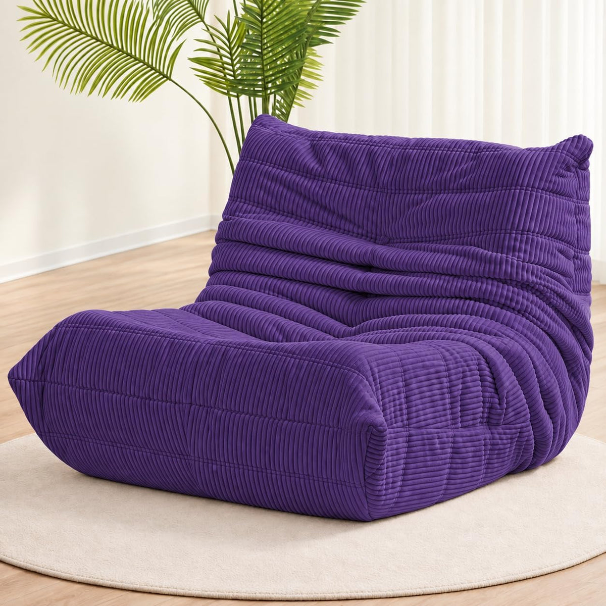 N&V Fireside Chair, Mid Century Armless Floor Sofa, Soft Premium Corduroy Floor Lounge Chair, Foam Sofa for Living Room Bedroom and Office (Future Dusk)