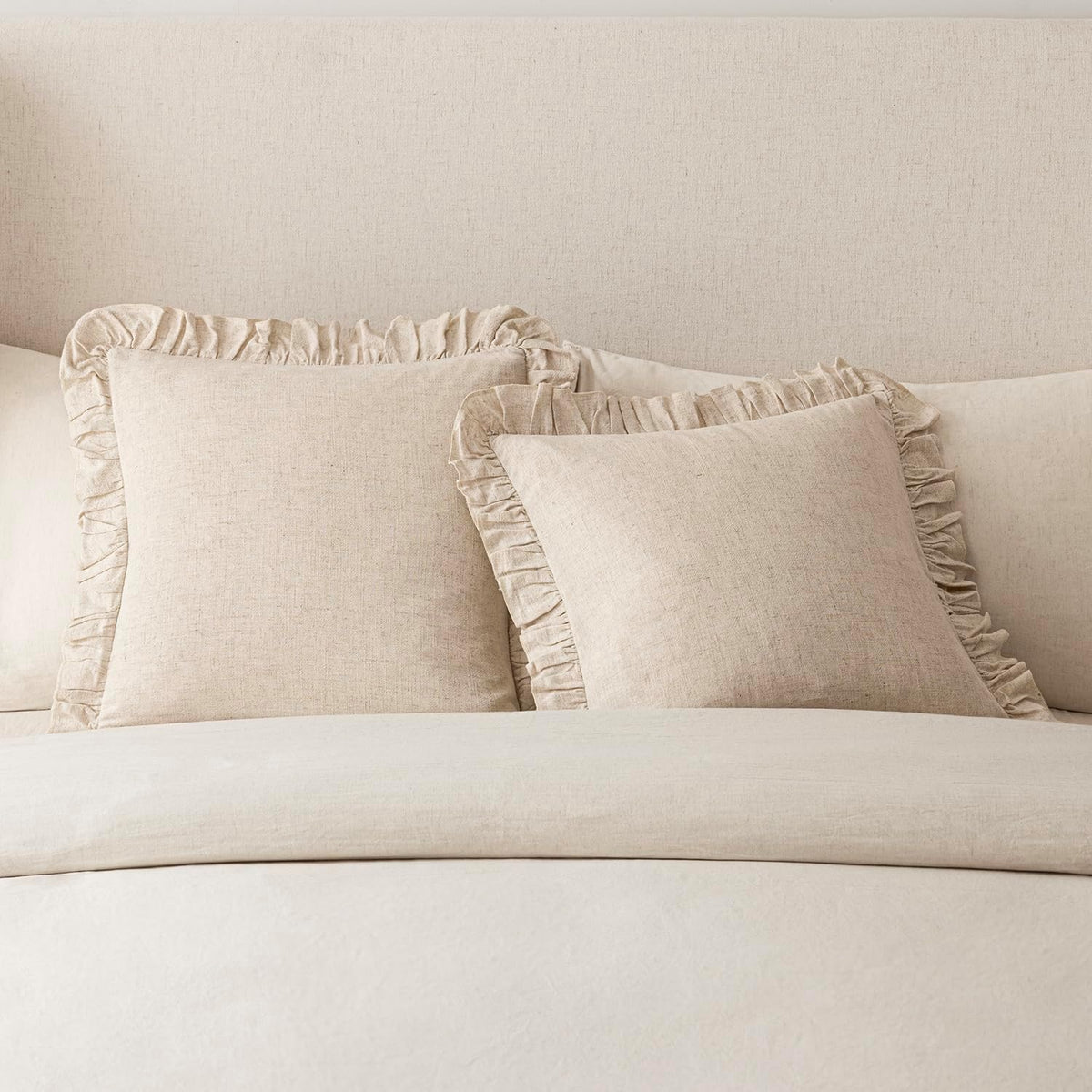 foindtower linen fringe ruffle throw pillow covers 22×22 showing dimensions