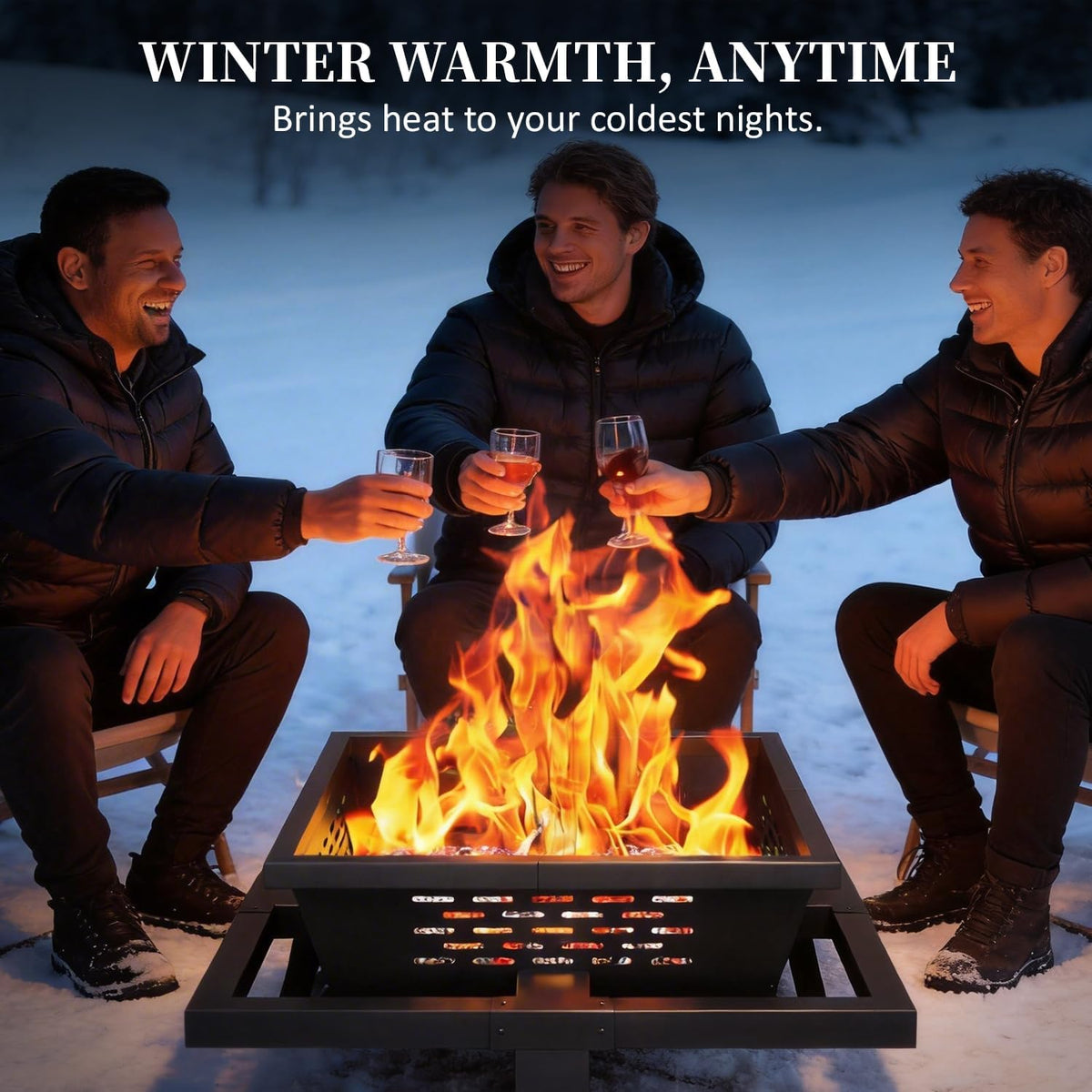 36 Inch Fire Pit for Outside, Outdoor Wood Burning Firepit with Poker, Heavy Duty Fire Pit for Camping, Backyard, Patio