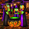 6 FT Halloween Inflatables 3 Witches Around Cauldron Outdoor Decorations, Scary Blow Ups with Build-in LED Lights, Yard Garden Decoration for Halloween Party Indoor Outdoor