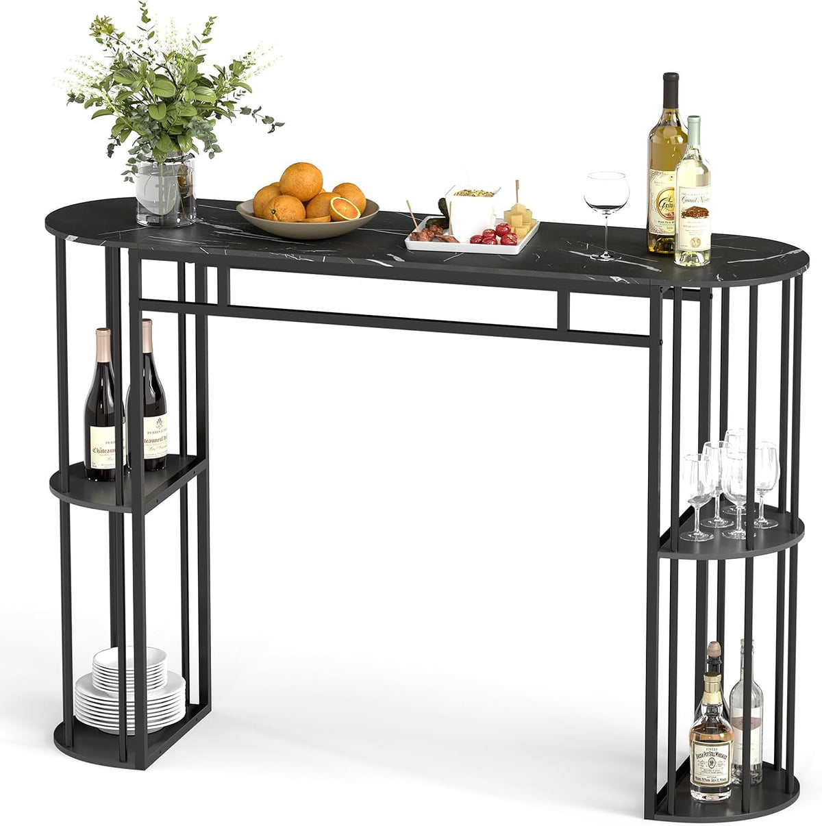 COSTWAY Bar Table, 60-Inch Long Pub Rectangular High Top Pub Table