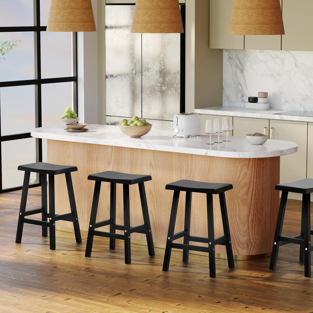 PatioZen Bar Stools, 29'', Black, Set of 2