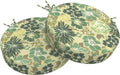 Outdoor Bistro Chair Cushions for Patio Furniture,Patio Bistro Round Foam Seat Cushion with Ties,15" D x 2.5" H,Green Rose