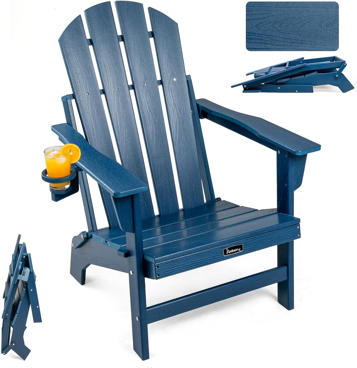 FUNBERRY Oversized Folding Adirondack Chair, Stable Fire Pit Chairs 400LBS