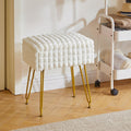IBUYKE Rectangle Vanity Chair Ottoman, Footrest Stool, White WBD004W